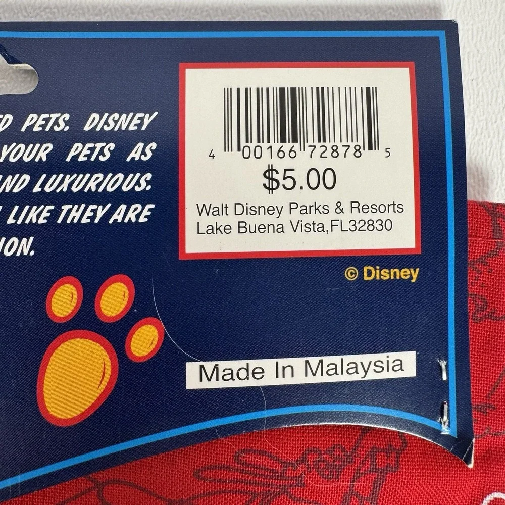 NOS Disney Tails Bandana Pluto Disney World Parks Exclusive Pet Souvenir M-L